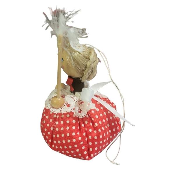 Vintage Handmade Wooden Maid Doll Christmas Ornament Germany - Picture 4 of 6